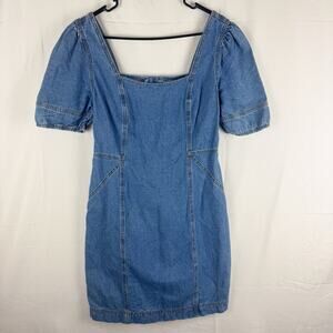 Joie Denim 100% Cotton Puff Sleeve Mini Dress Size M Smocked Back Cottagecore